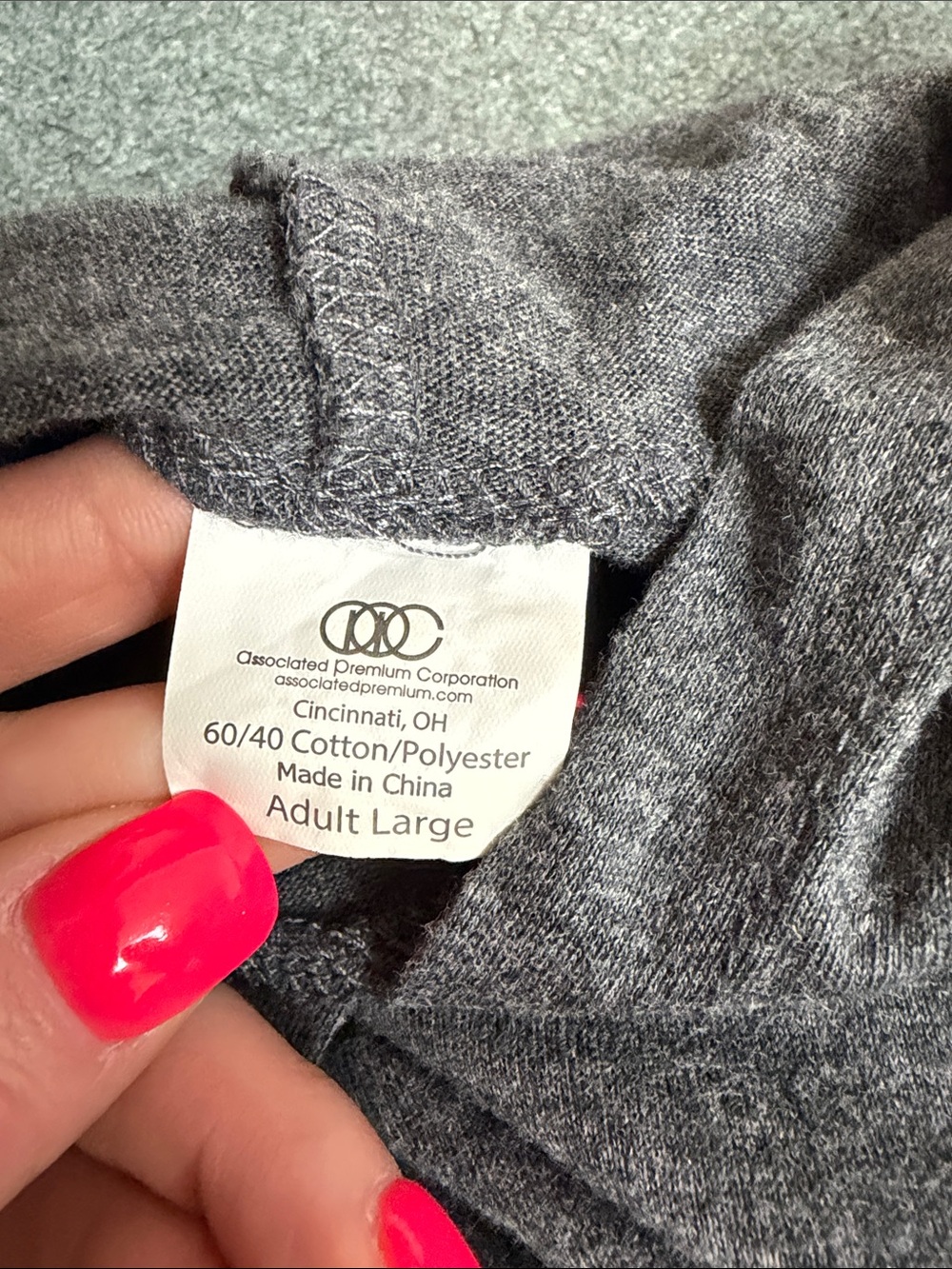 Saratoga Gray Hooded Pullover with Red Logo - Picture 5 of 5